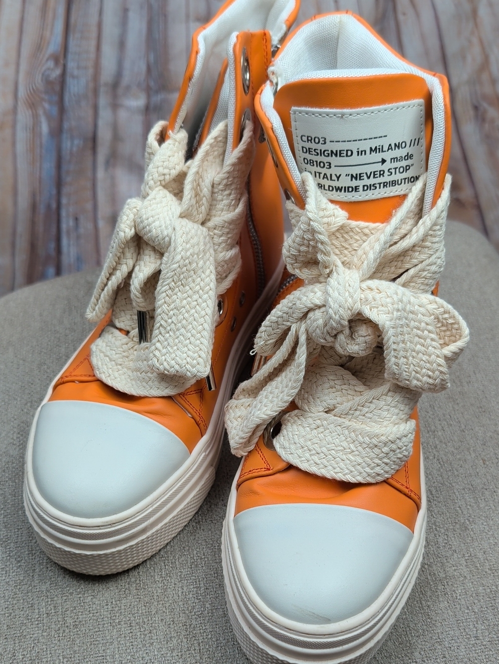 Christian Zerotre High-Top Platform Sneakers Shoes Made In Italy Size 40